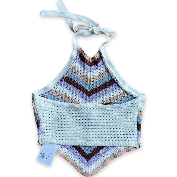 NWT- Forever 21 Striped Crochet Halter Top- Size Medium - Picture 4 of 8